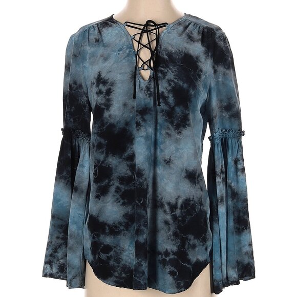 Fifteen Twenty Size XS Long Sleeve Silk Top Tie Dye - Picture 1 of 2